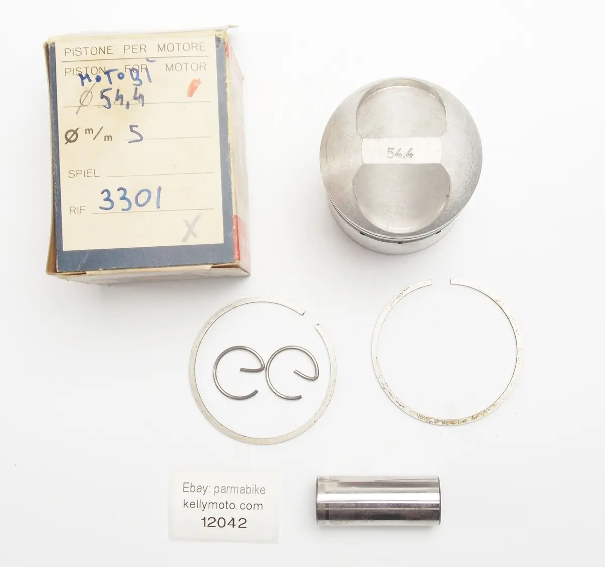 Nos Asso Werke 3301 Piston + Rings + Pin + Clips D. 54.4 Mm Moto Bi Imperiale 12 1
