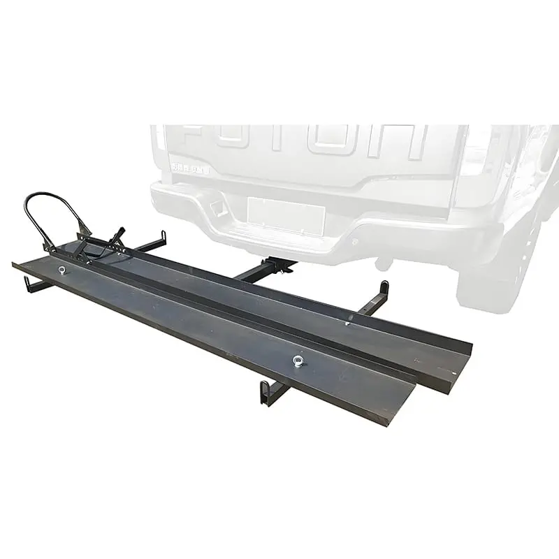 Heavy Duty Motorcycle Carrier, Steel Hitch Mount Rack Hauler With Loading Ramp, Wheel Chock & 2 Straps, Anti Tilt Scooter Dirt Bike Carrier For Car Truck Suv Rv 1