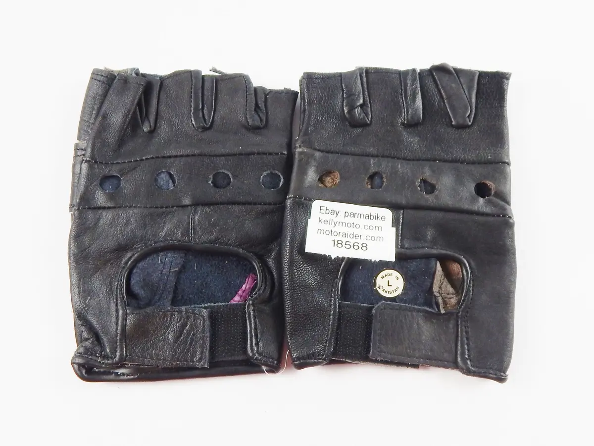 Motorcycle Genuine Leather Fingerless Driving Glove Large Harley Chopper Custom 1