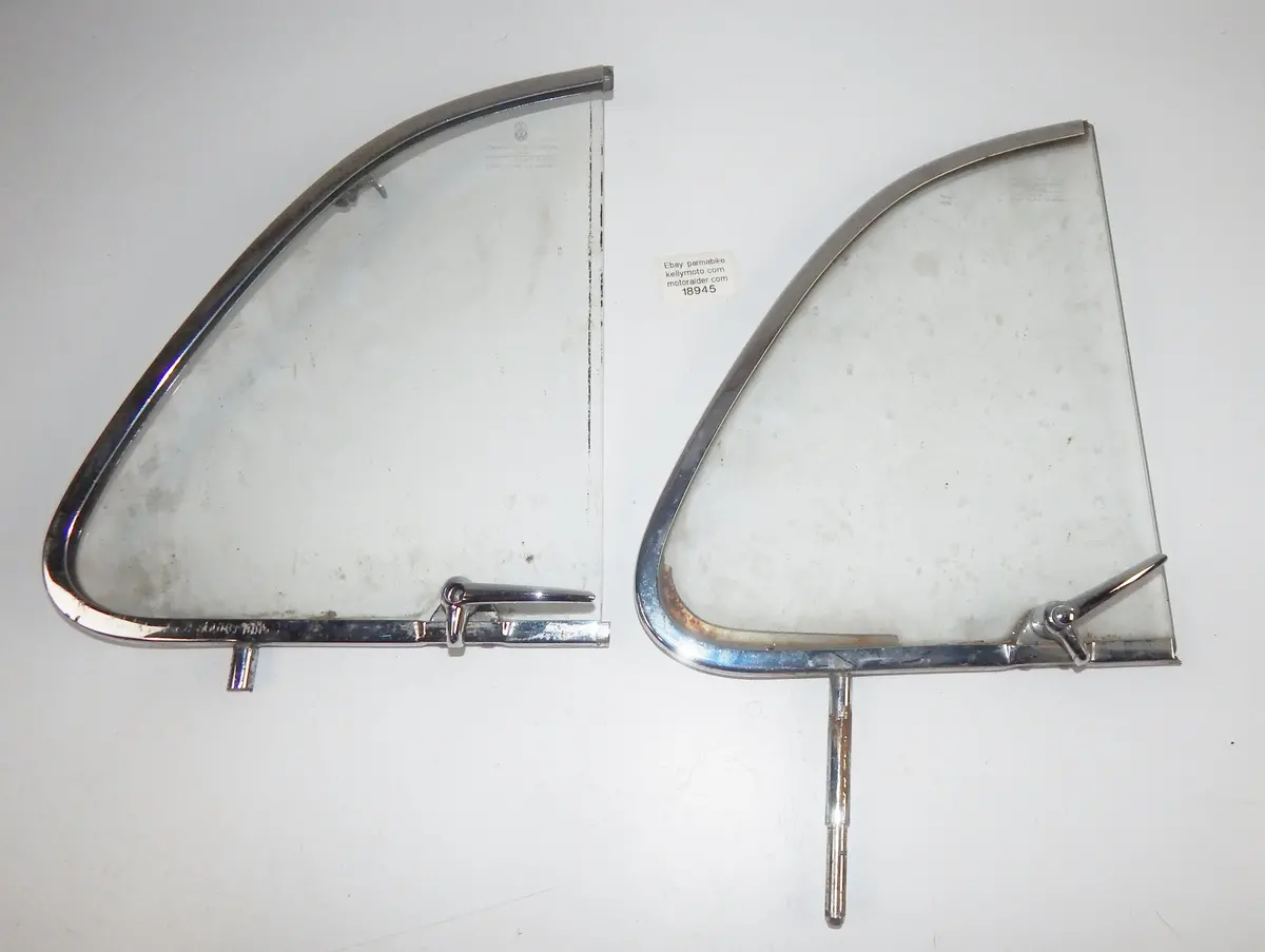 2 1960'S Vw Beetle Bug Right Vent Wing Passenger Window Glass Frame Vintage 1