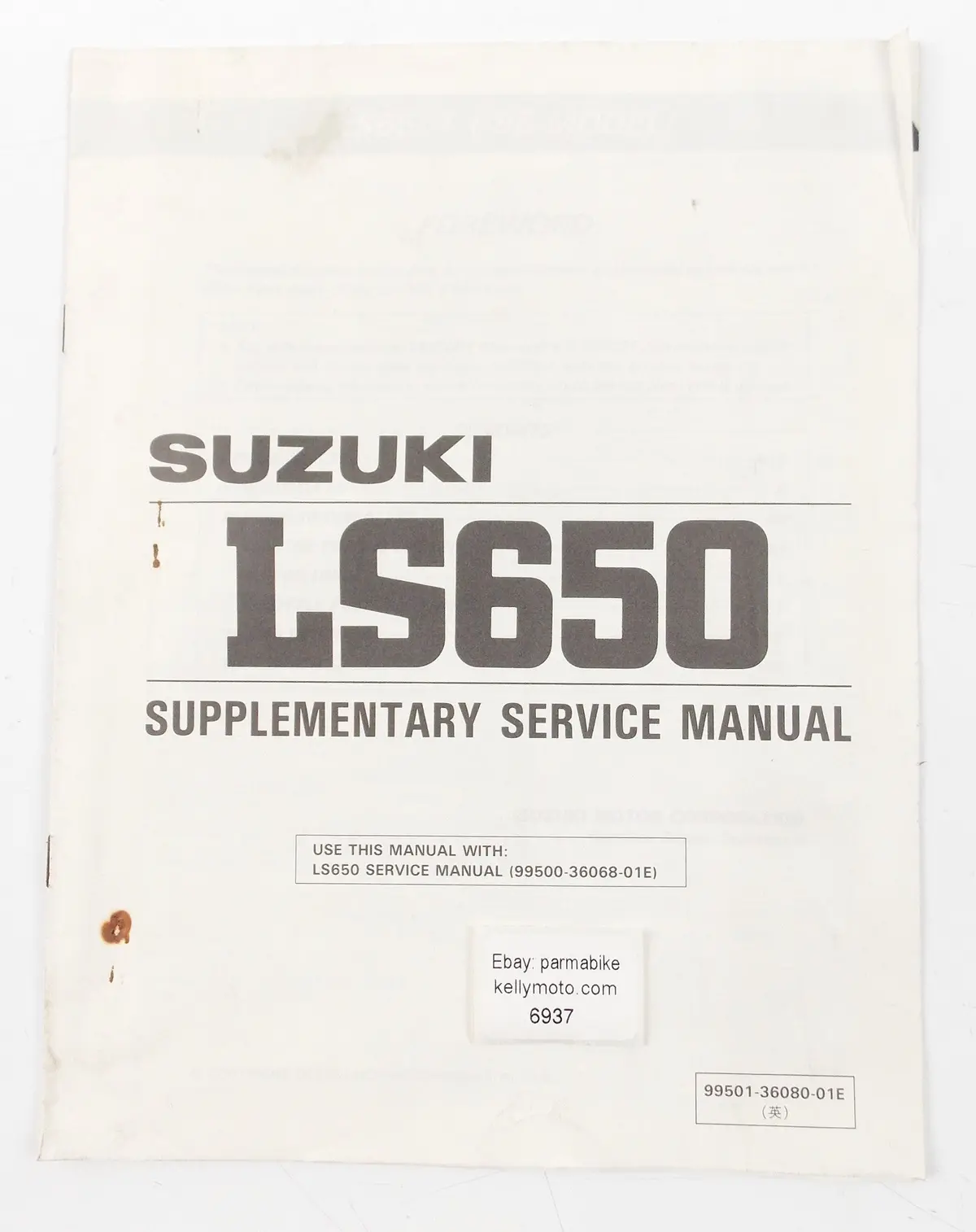 Suzuki Ls650 Supplement Service Manual Repair Book English 99501-36080-01E 1
