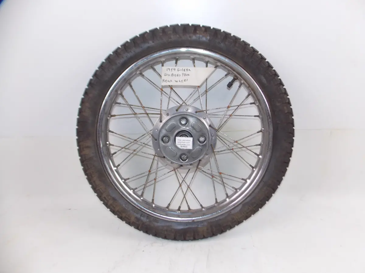 1959 Gilera Giubileo 98Cc 17" Rear Wheel Rim Hub Spokes Tire Vintage Italy 1