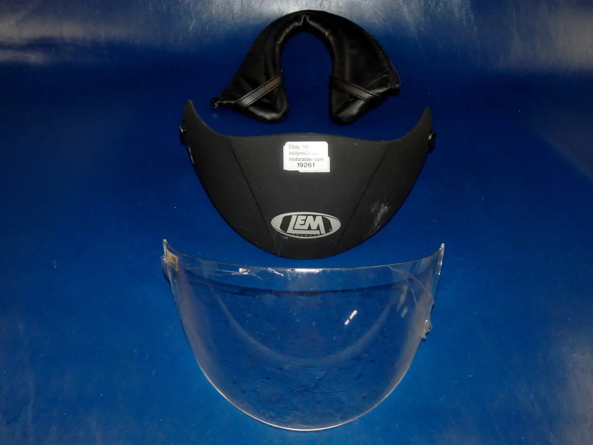 Motorcycle Helmet Shield Clear+Sun Visor Black+Neck Roll Lem Super Touring Xl 1
