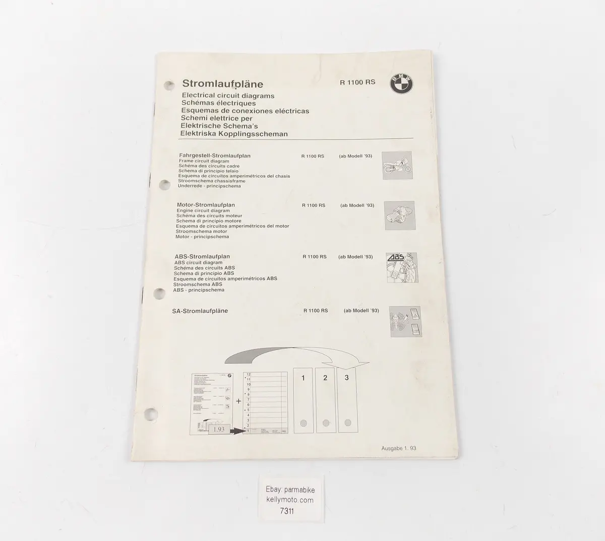Bmw 1993 R 1100Rs Electrical Circuit Diagrams Manual 01999798698 1