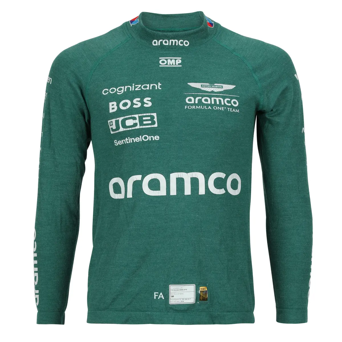 Season Launch Lot 134 - Fernando Alonso Un-Signed 2024 Aston Martin Aramco Formula One Team Grand Prix Used Nomex - Green 1