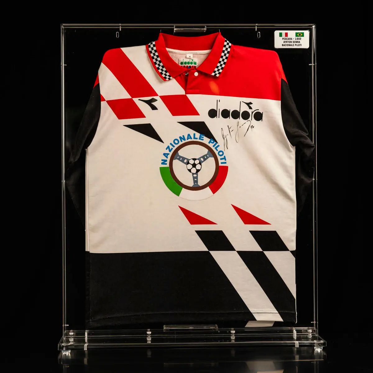 The Miami Auction Lot 007 - Ayrton Senna 1992 Nazionale Piloti Shirt - Signed Framed 1
