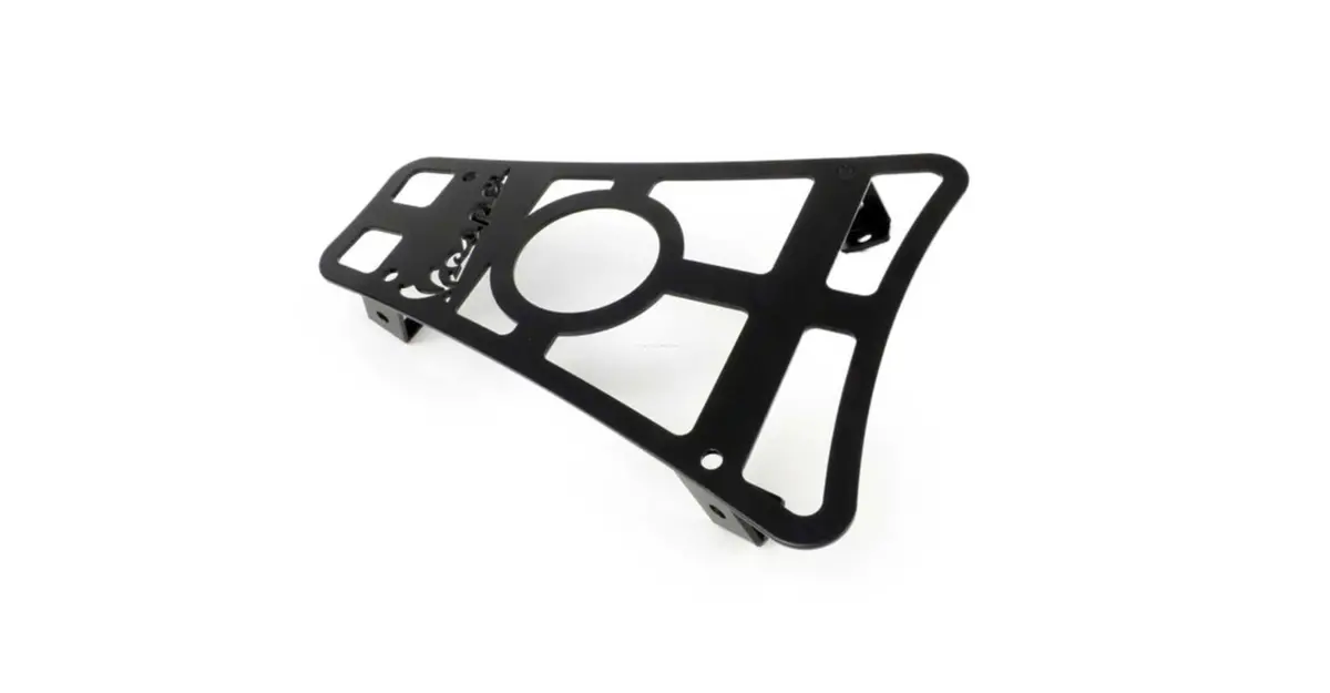Floor Board Rack With Cup Holder And Vespa Logo Classic Racks Matt Black | Vespa Gt/Gts/Gtv/Gtl 125-300Cc 1