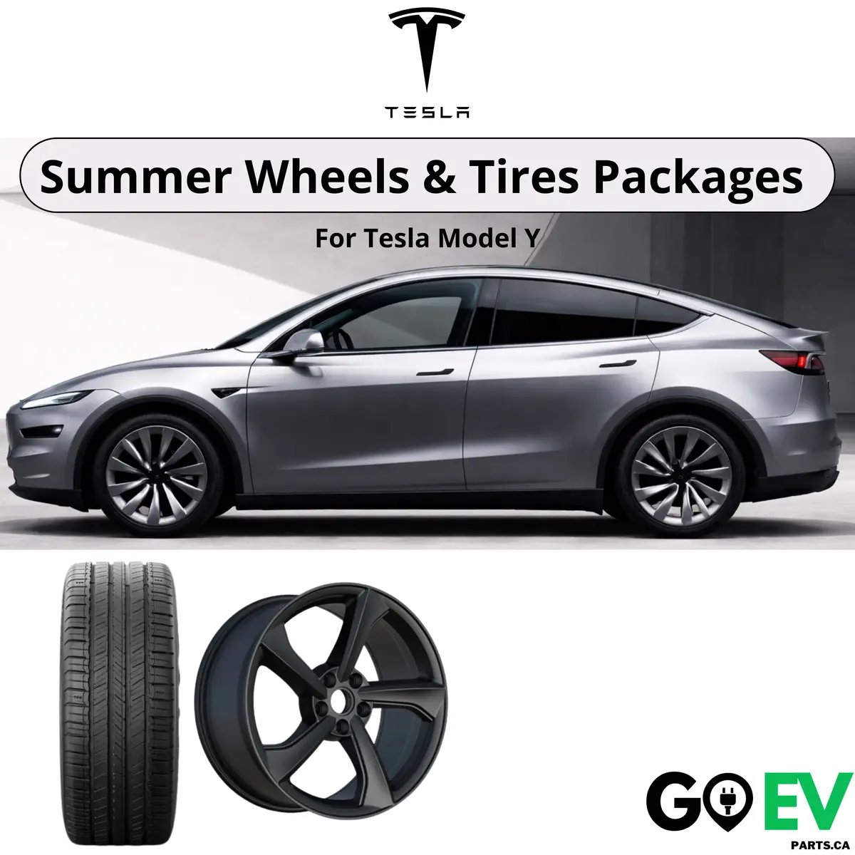 Tesla Model Y: 19” Crossflow Wheel Summer Tire Package 1