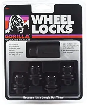 Gorilla Black Wheel Locks - Set Of 4 W/ Key- Pt# 73631Tbc (G3) 1