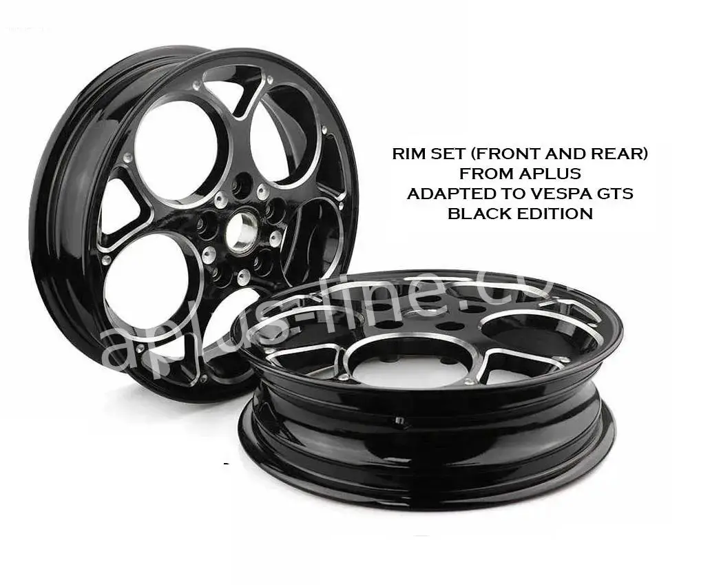 Cnc Rims Set Gloss Black | Vespa Gts/Gts Super/Gtv/Gt 60/Gt/Gt L 125-300Cc 1