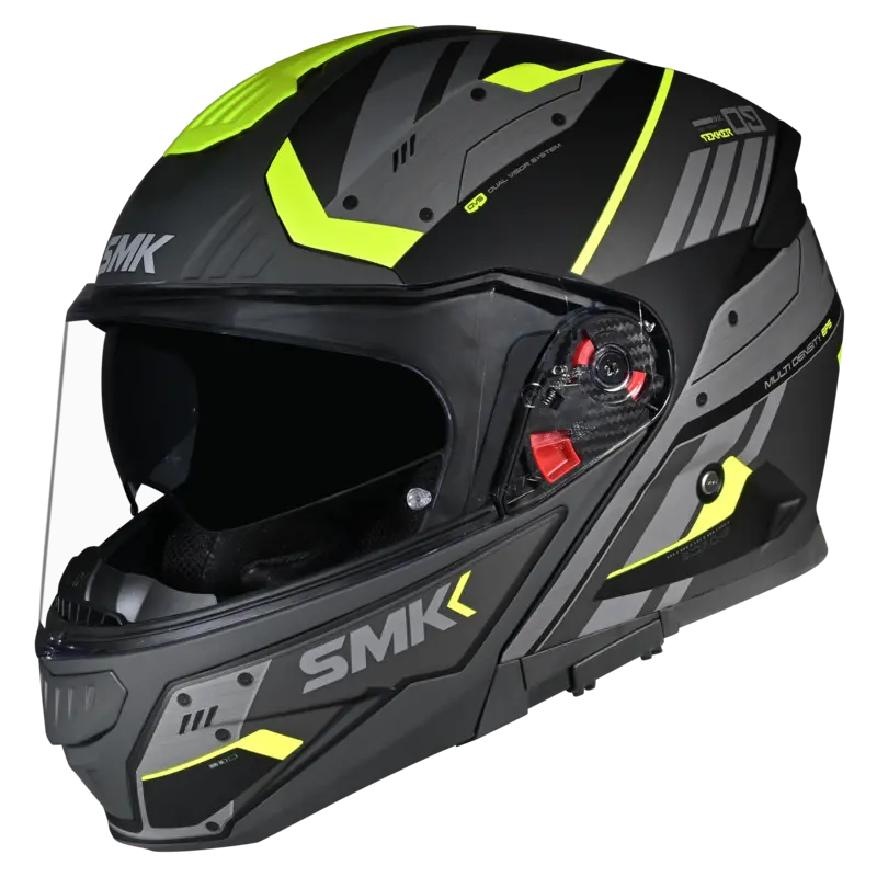 Smk Gullwing Tekker Ma264 Full Face Matt Black Grey Yellow Motorbike Helmet 1