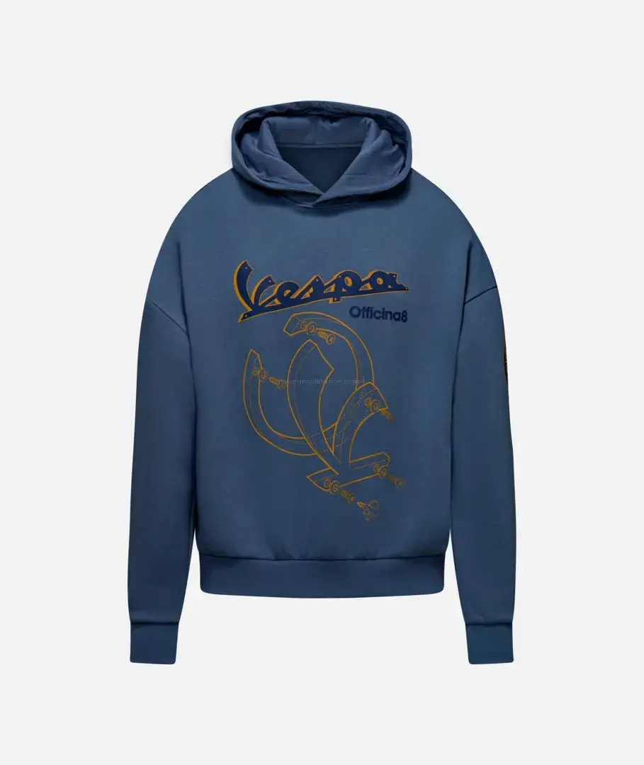 Hoodie Vespa Officina 8 Bleu Sacrelle | Unisex 1