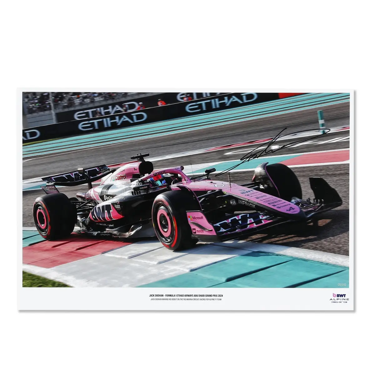 Jack Doohan Signed 2024 Bwt Alpine F1 Team Signed Print - Abu Dhabi Gp 1