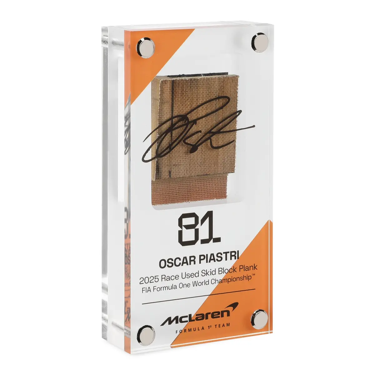 Oscar Piastri 2025 Grand Prix Used Mclaren Mcl39 Skid Plank Piece In Acrylic 1