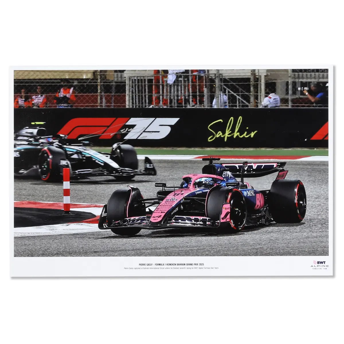 Pierre Gasly Signed 2025 Bwt Alpine F1 Team Print - Bahrain Gp 1
