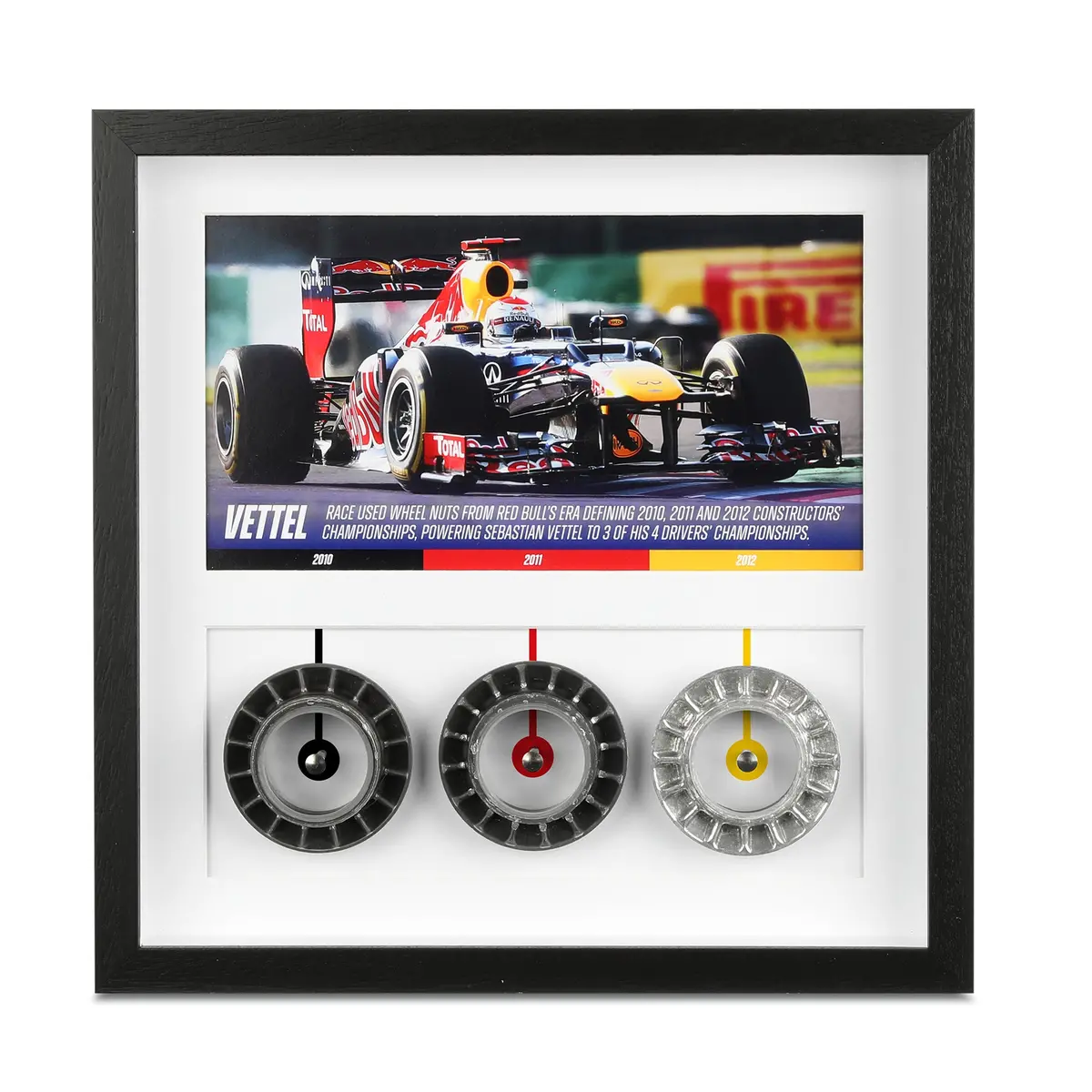 Sebastian Vettel Framed Grand Prix Used Red Bull Racing Wheel Nuts 1