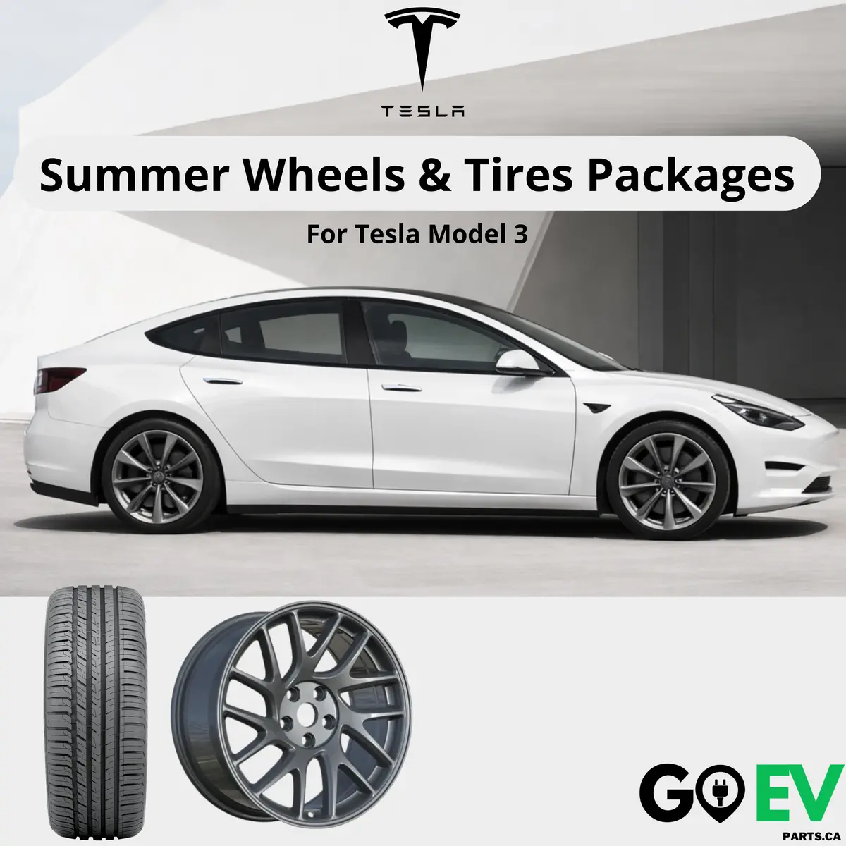 Tesla Model 3: 18” Photon Wheel Summer Tire Package 1