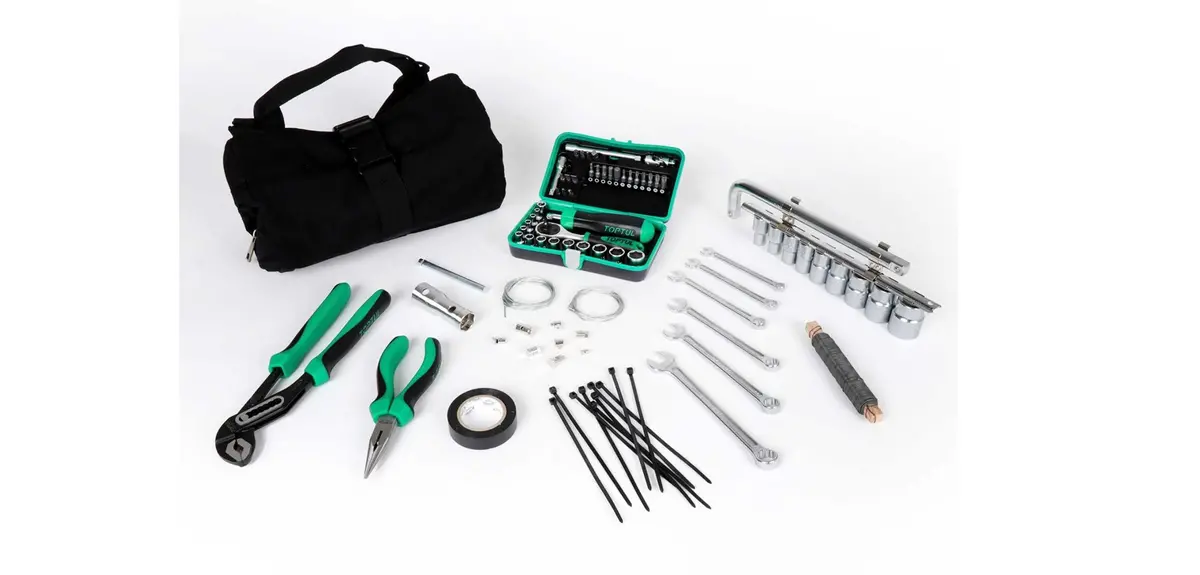 Toolbag With Tool Set Moto Nostra Black | Vespa 50/75/90/ 98/125/150/ 160/180/200/ 946/ Pk/Px/P/ Tx/Lx/Lxv/ Et2/Et4/S/ Gts/Gt/Gtv/ Lt/Vxl/ Sxl/Vx/ Cosa/ Primavera/ Sprint/ Elettrica 1