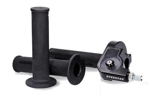 Voca Cnc Quick Action Throttle Grip Anodized Black With Black Grips 1