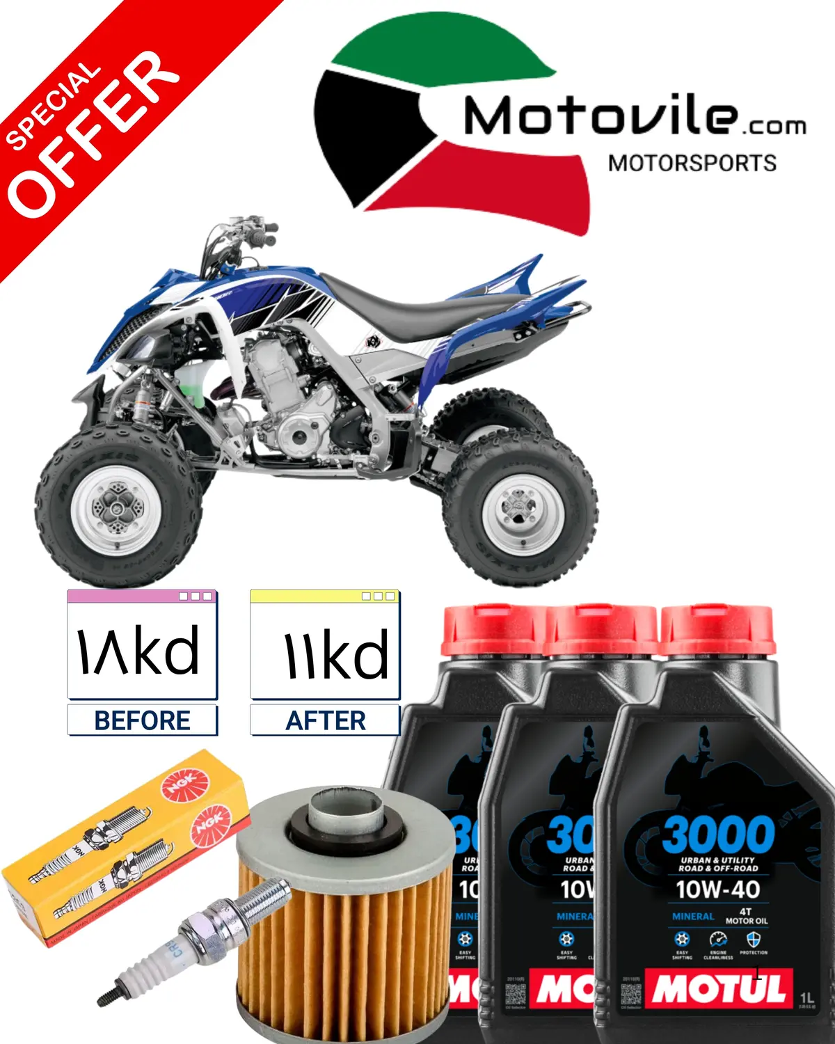 Yamaha Raptor 700 (Oil+Plug+Oilfilter)Only Parts Service Package 1