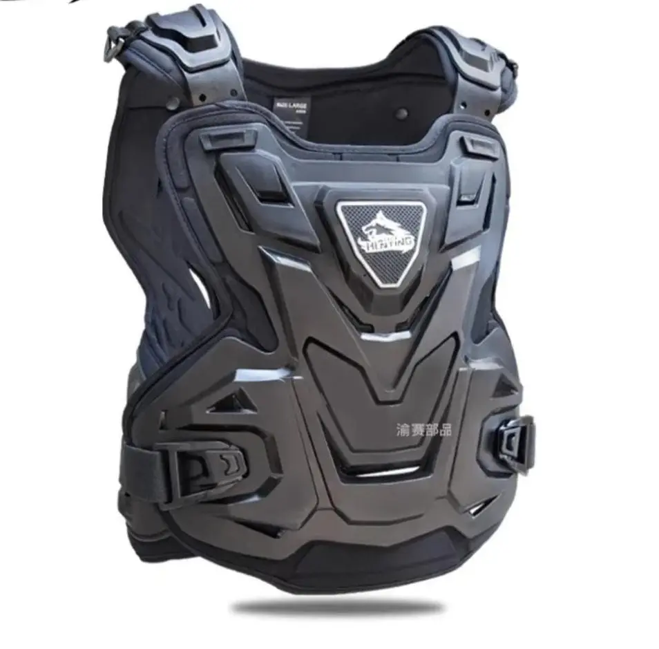 Hunting Wolf Motorcycle Chest & Back Armor Vest - Breathable Off-Road Protector With Ergonomic Design, Adjustable Straps & Ventilation Holes For Riding Safety Gear(Black) 1