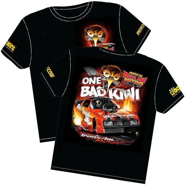 One Bad Kiwi Pontiac Trans-Am Outlaw Nitro Funny Car Graphic T-Shirt (Rtobk-Yl) 1