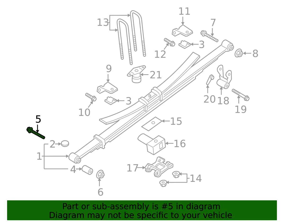 W720370-S900 Ford Rear Leaf Spring Front Bolt  17-25 Superduty 1