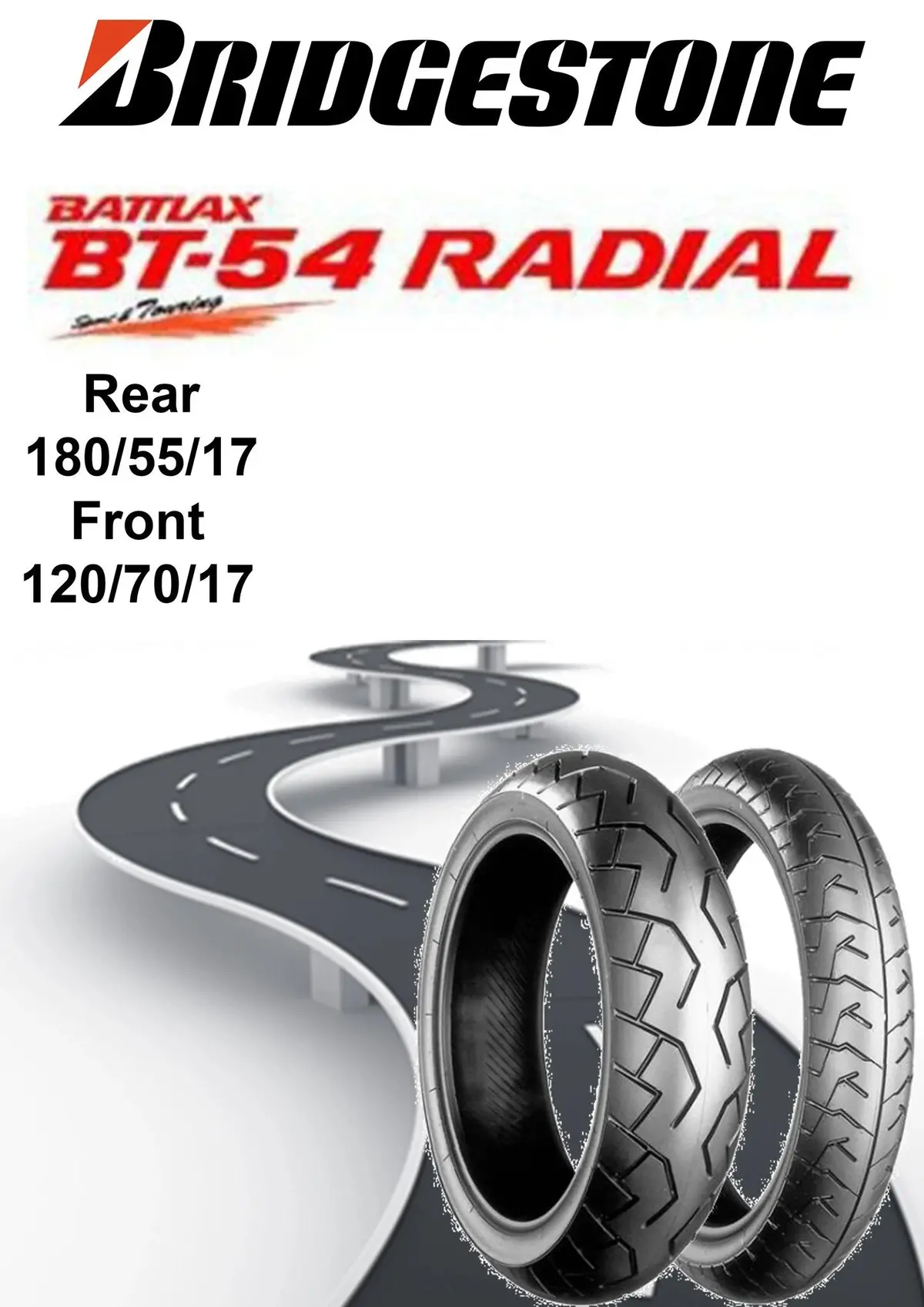 Bridgestone Bt54 120/70-17 & 180/55-17 Combo 1