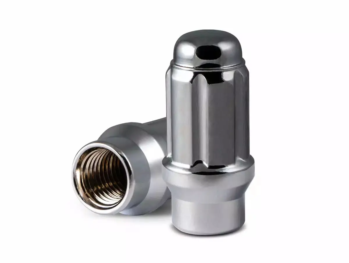 12Mmx1.5 Closed End Spline Extended Thread Chrome Lug Nut Set Of 24 W/ Key - Pt# 8745K6et-C (Shp) 1