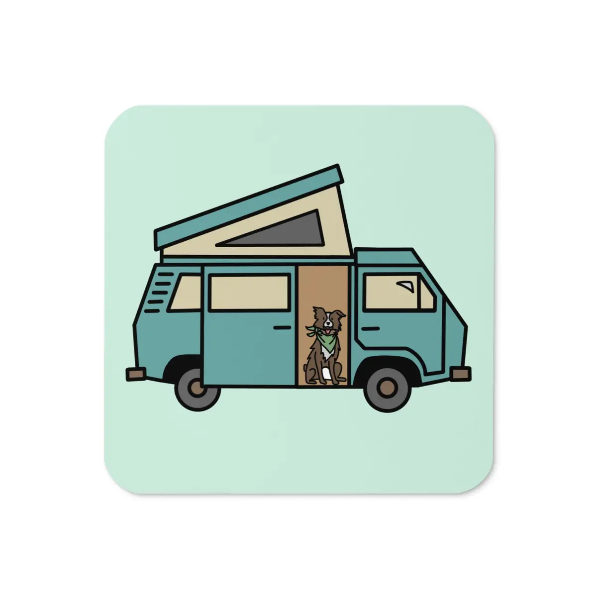 Dog In Van Cork-Back Coaster 1