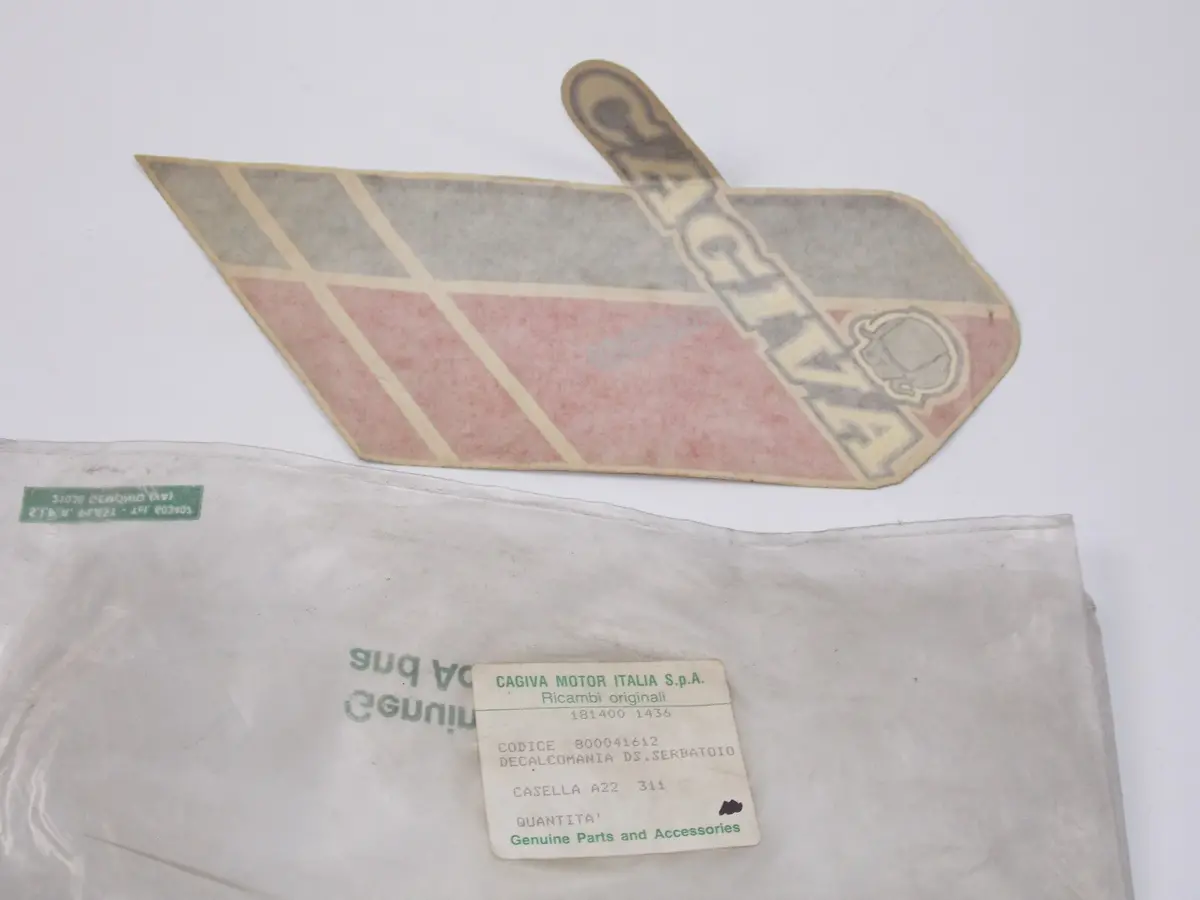 Nos Oem Cagiva Aletta Rossa Rh Gas Tank Sticker "Cagiva" 800041612 1