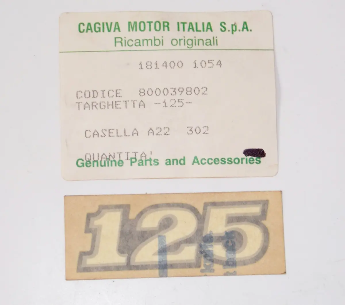 Nos Oem Cagiva Aletta Rossa Sticker Emblem Decal Mark "125" 800039802 1