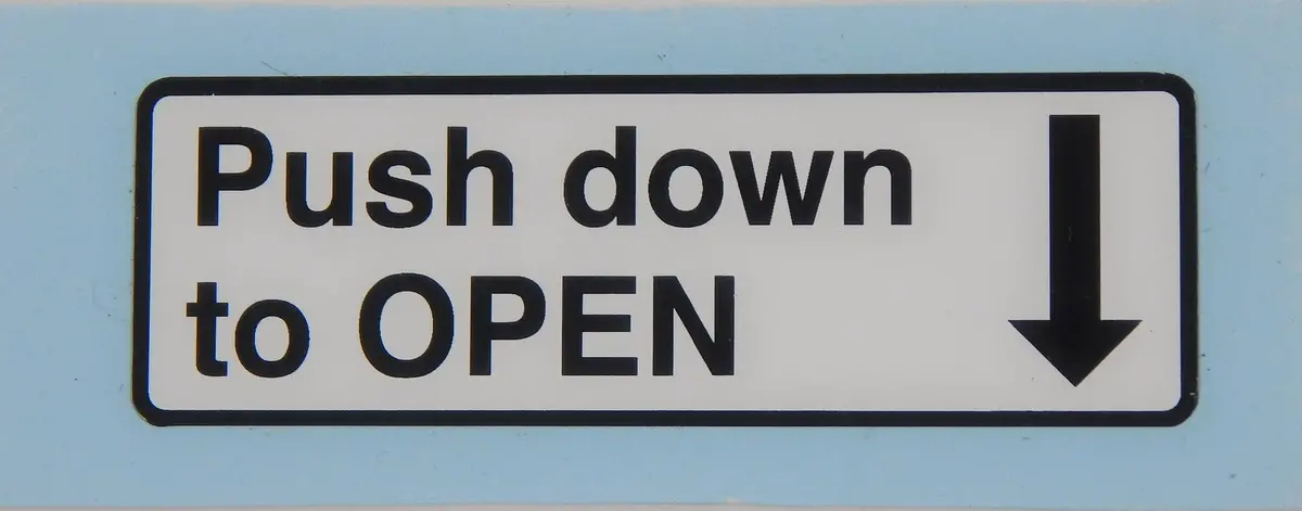 Push Down To Open Sticker Decal Mark White 63X20mm Vanagon Bus Slide Door Lever 1