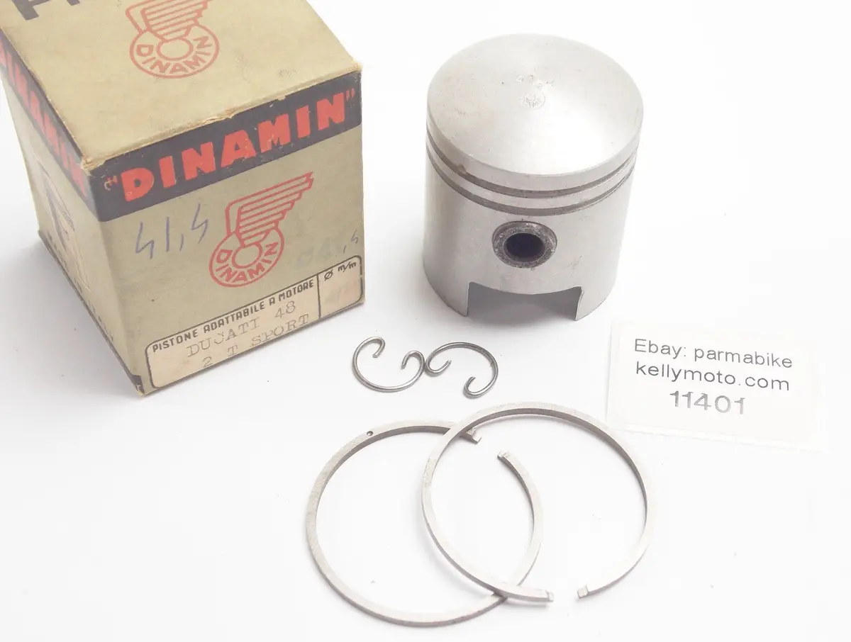Nos Dinamin Piston+Rings+Pin+Clips Set Cpl. D. 41.4 Mm Ducati 48 2-Stroke Sport 1