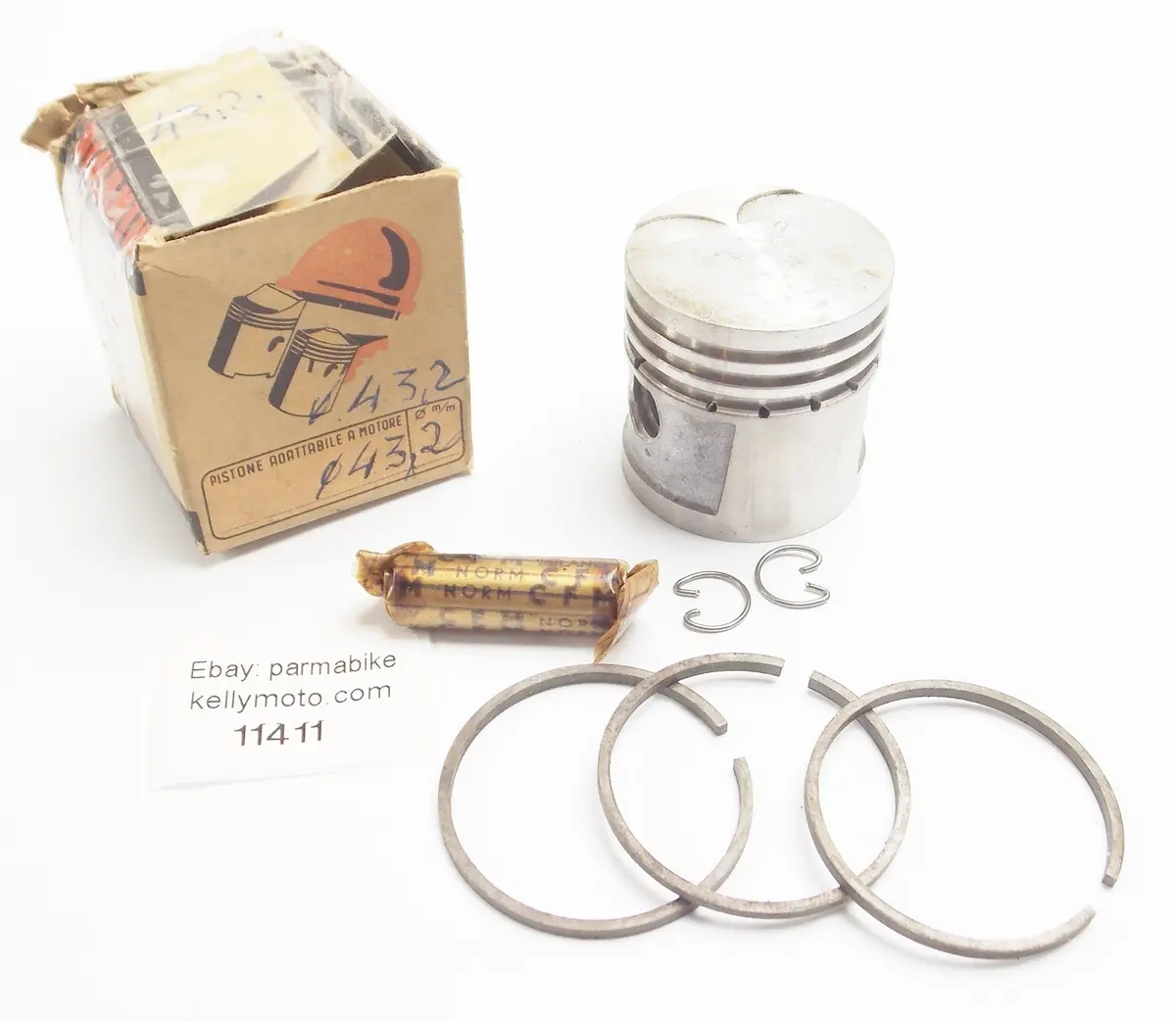 Nos Dinamin Piston+Ring+Pin+Clips Set Cpl. D. 43.2 Mm Ducati 60Cc Motor Engine 1