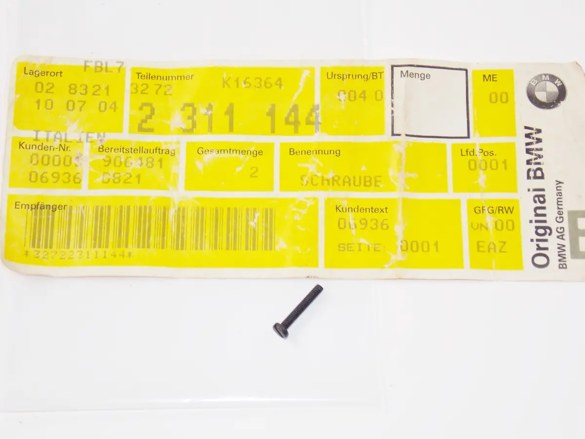 Nos Oem Bmw 89-16 F700gs K100rs R1150rs Fillister Head Screw # 32722311144 1