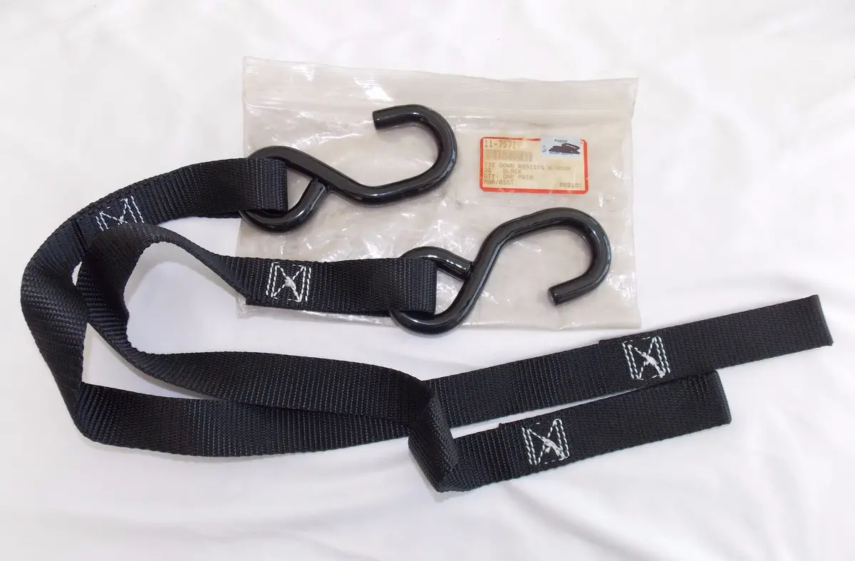 Black Strap Tie 26" Down Assists W/Hook 3/8" 1 Pair 11-7571 1