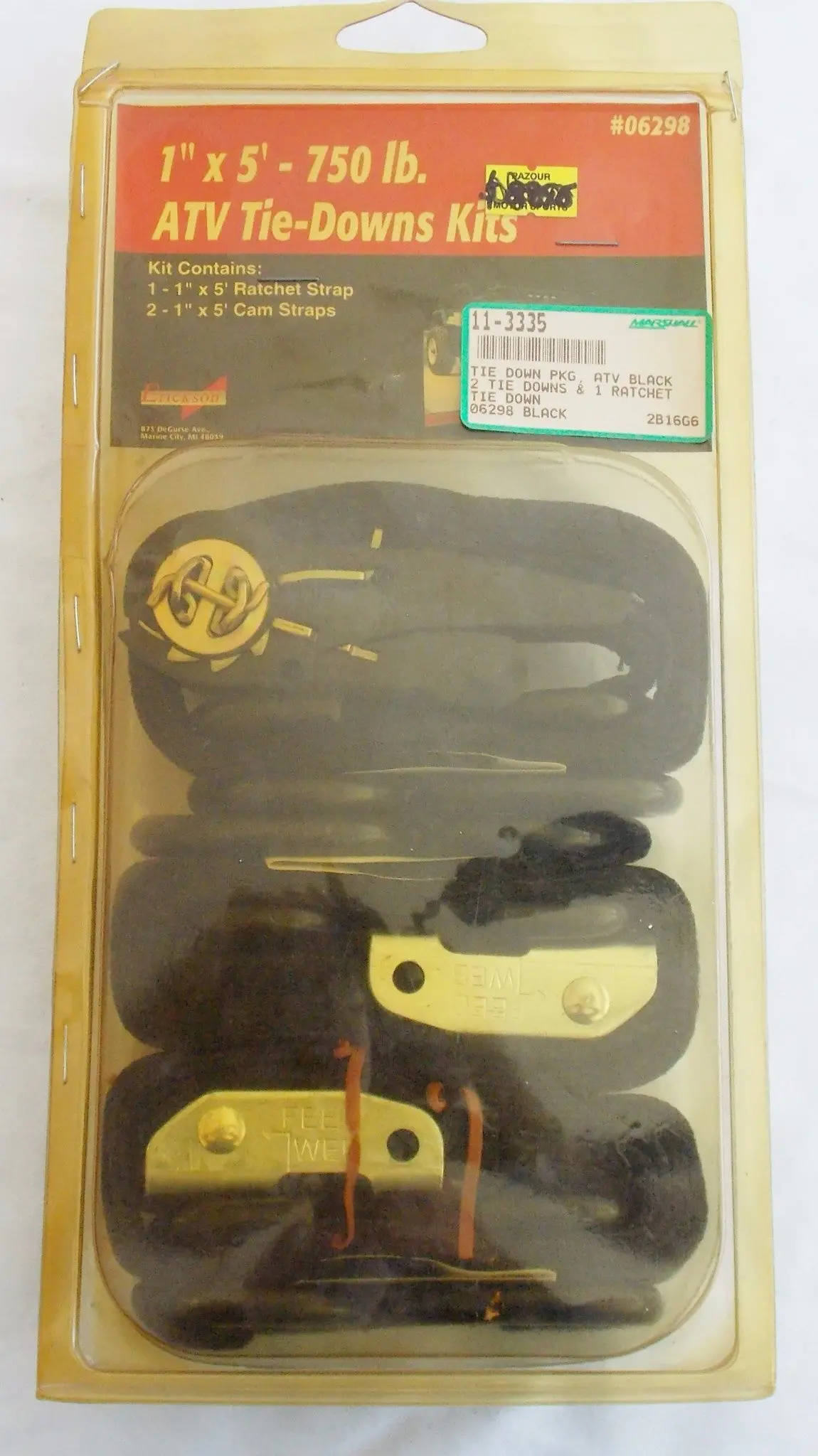 Straps Atv Tie Down Kit 1" X 5' - 750 Lbs. Black + Ratchet 11-3335 | 06298 1