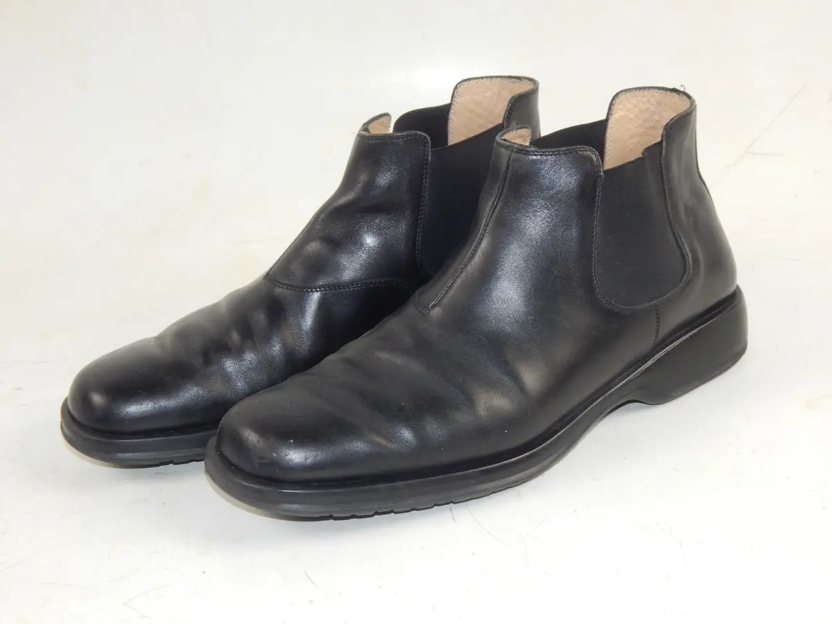 Original Ferragamo Men Boots Low Black Leather Size Us 9.5 Italy Fashion 1