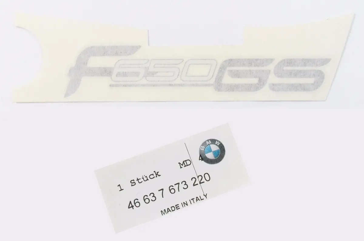 Nos Oem Bmw 99-04 F 650 Gs Sticker Rh "F650gs" Silber/Weiss 46637673220 1