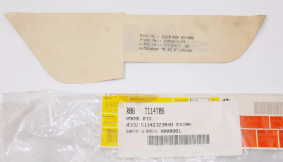 Nos Oem Bmw 84-90 R 80 R (Ece) Sticker "R 80 R" Chrom 51142323048 1