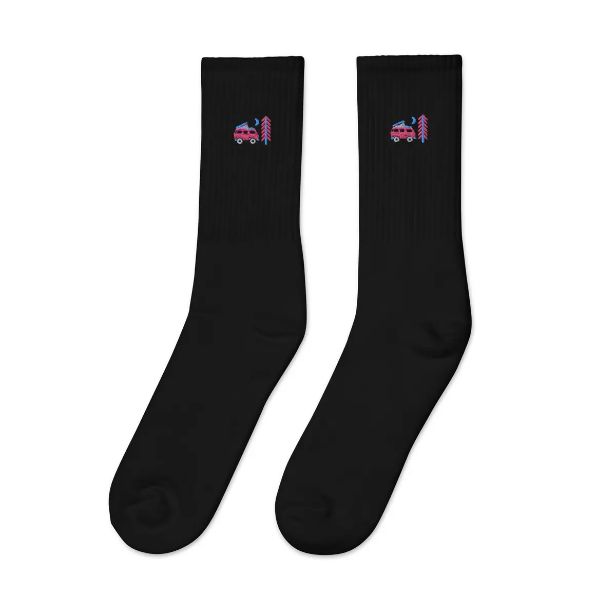 Go Outside Van & Moon Embroidered Socks 1