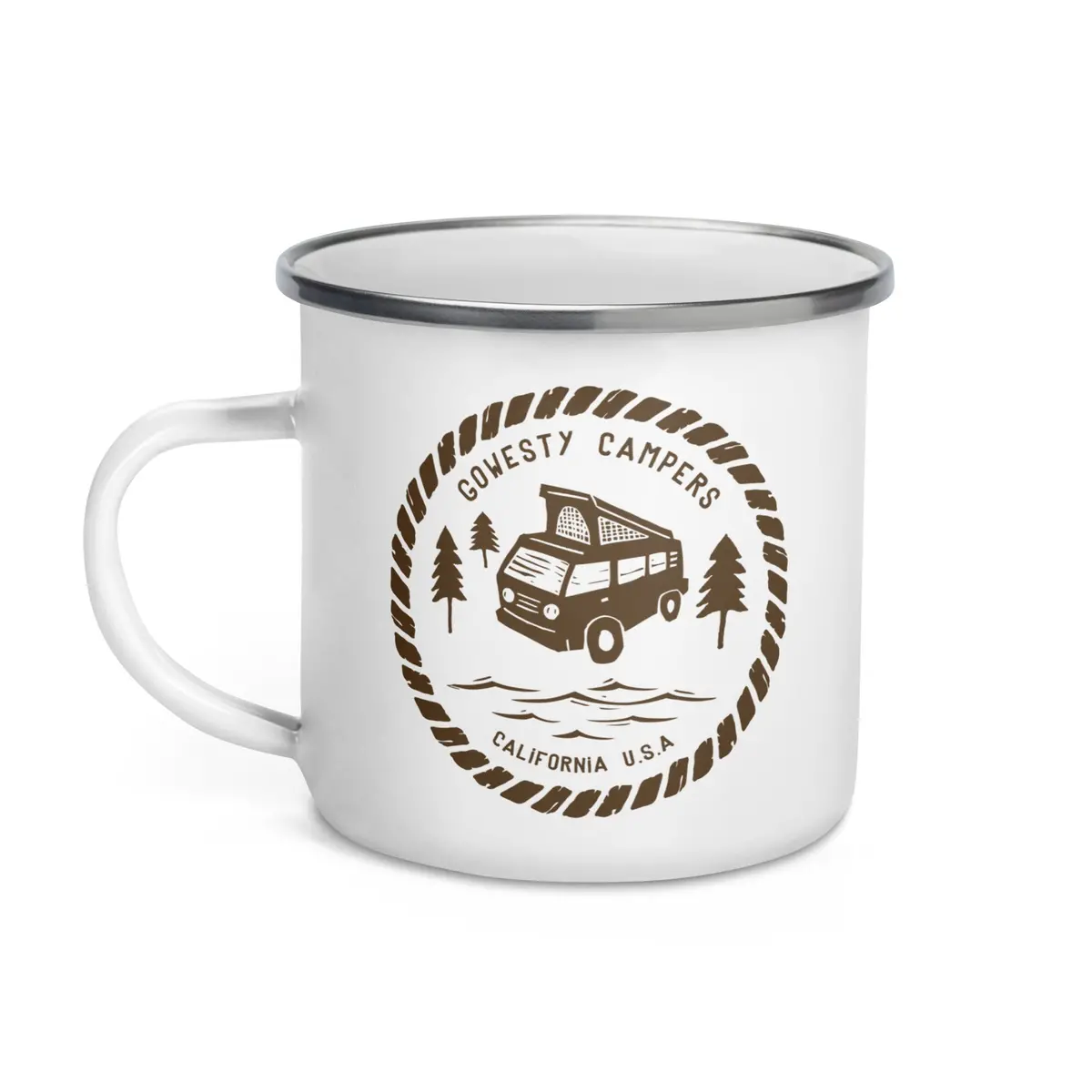 Woodcut Westy Life Enamel Mug 1