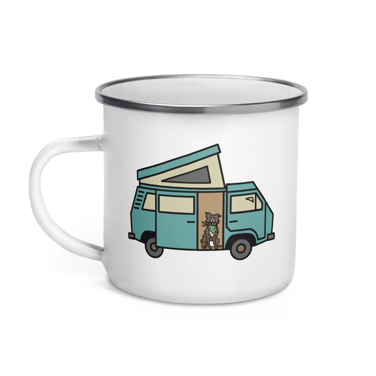 Dog In Van Enamel Mug 1