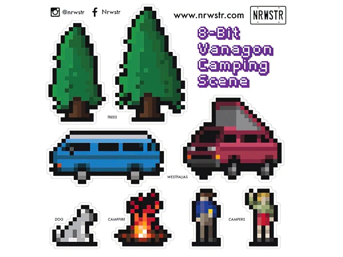 8-Bit Camping Sticker 1