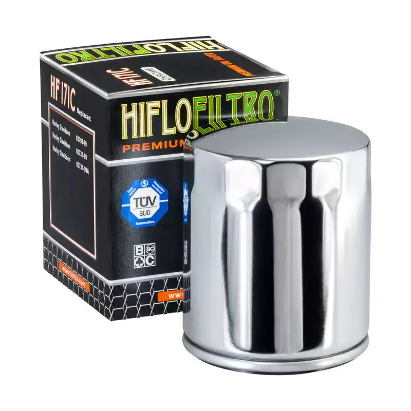 Hf 171 Chrome Finish Harley Oil Filter 1