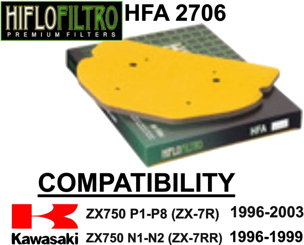 Hiflofiltro Air Filter Hfa2706: Kawasaki Zx750 N1-N2 (Zx-7Rr) 1996-1999 & Zx750 P1-P8 (Zx-7R) 1996-2003 1