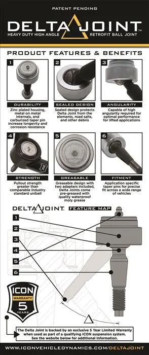 Non-Icon Uca 1" Retrofit Delta Joint Kit 07-Up Fj / 03-Up 4Rnr / 08-Up Lc 200 -Pt# 614561 (G2) 2