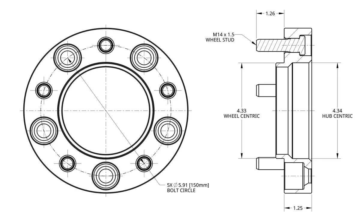 1.25" Thick Wheel Spacers (Blue) 5X150 Hub Centric -Pt# Ks-304Bl-Pr (D2) 1