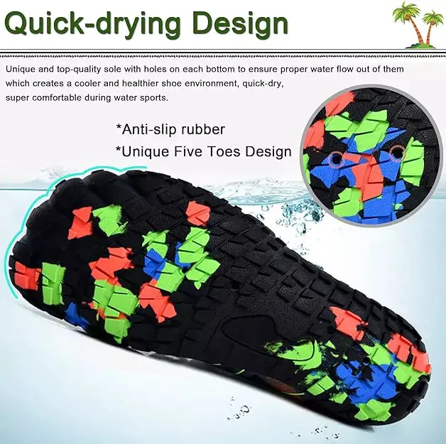 Jetski Water Shoes Men/Women Sneakers Barefoot Outdoor Beach Sandals Upstream Aqua Shoes Quick-Dry River Sea Diving Swimming(Black/Green) 3